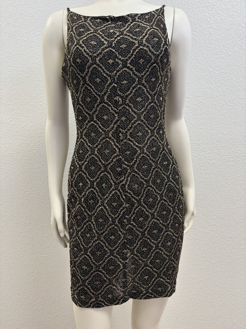 All That Jazz Black & Gold Metallic Cocktail Dress | Small